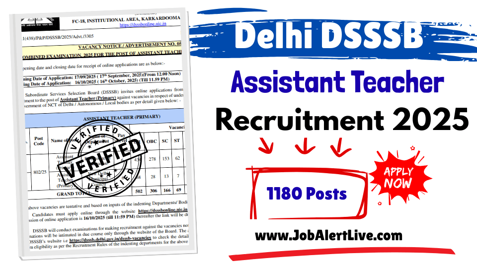 delhi dsssb assistant teacher recruitment 2025