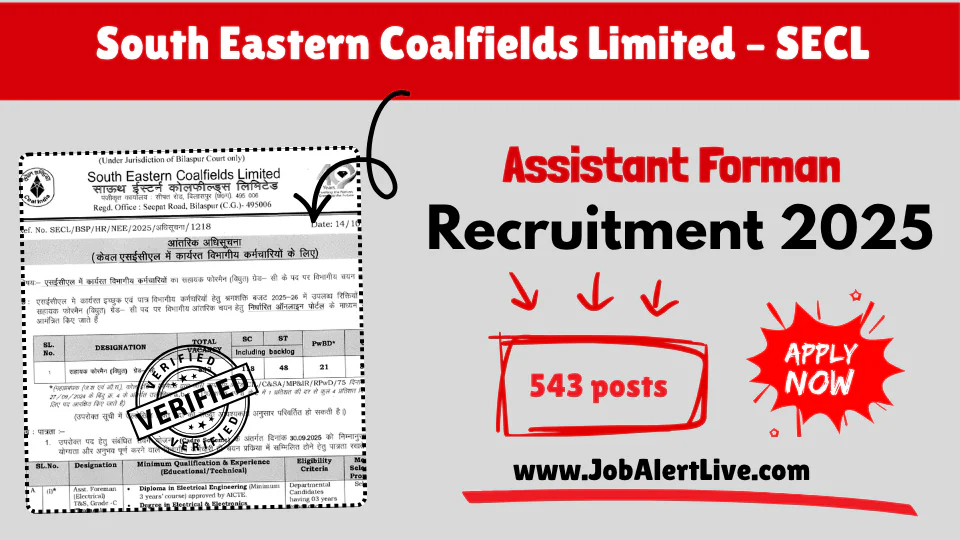 SECL Assistant Foreman Recruitment 2025