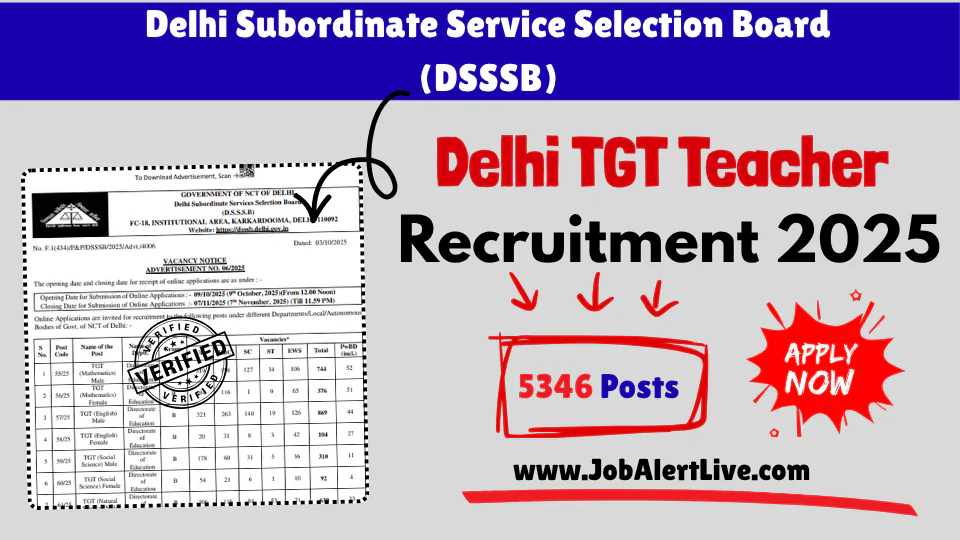 dsssb tgt teacher recruitment 2025