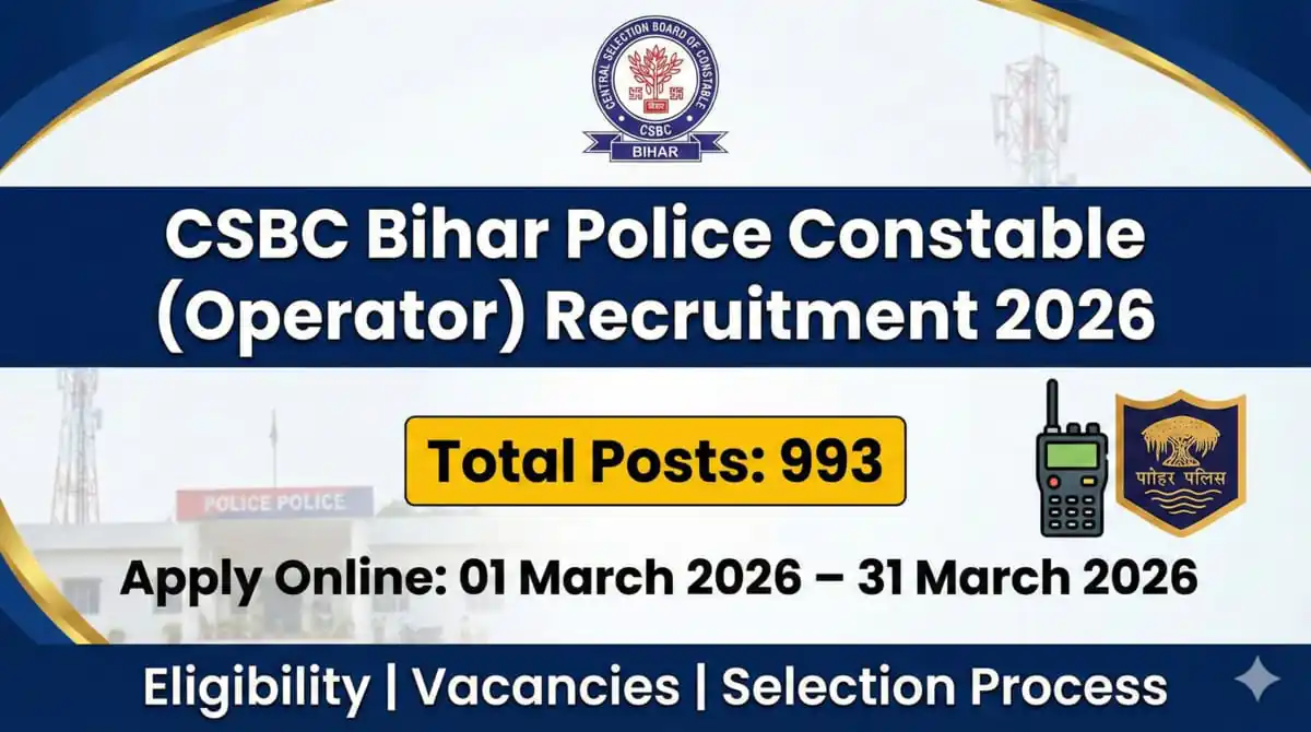 CSBC Bihar Police Constable (Operator) Recruitment 2026