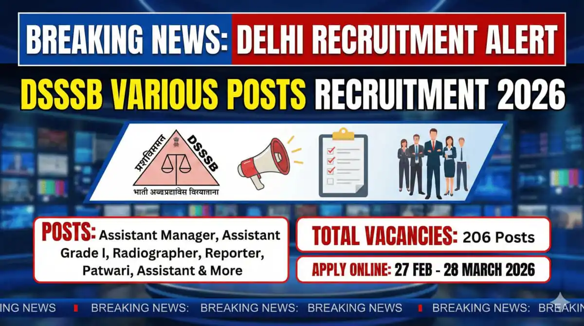 Delhi DSSSB Varios Posts Recruitment 2026